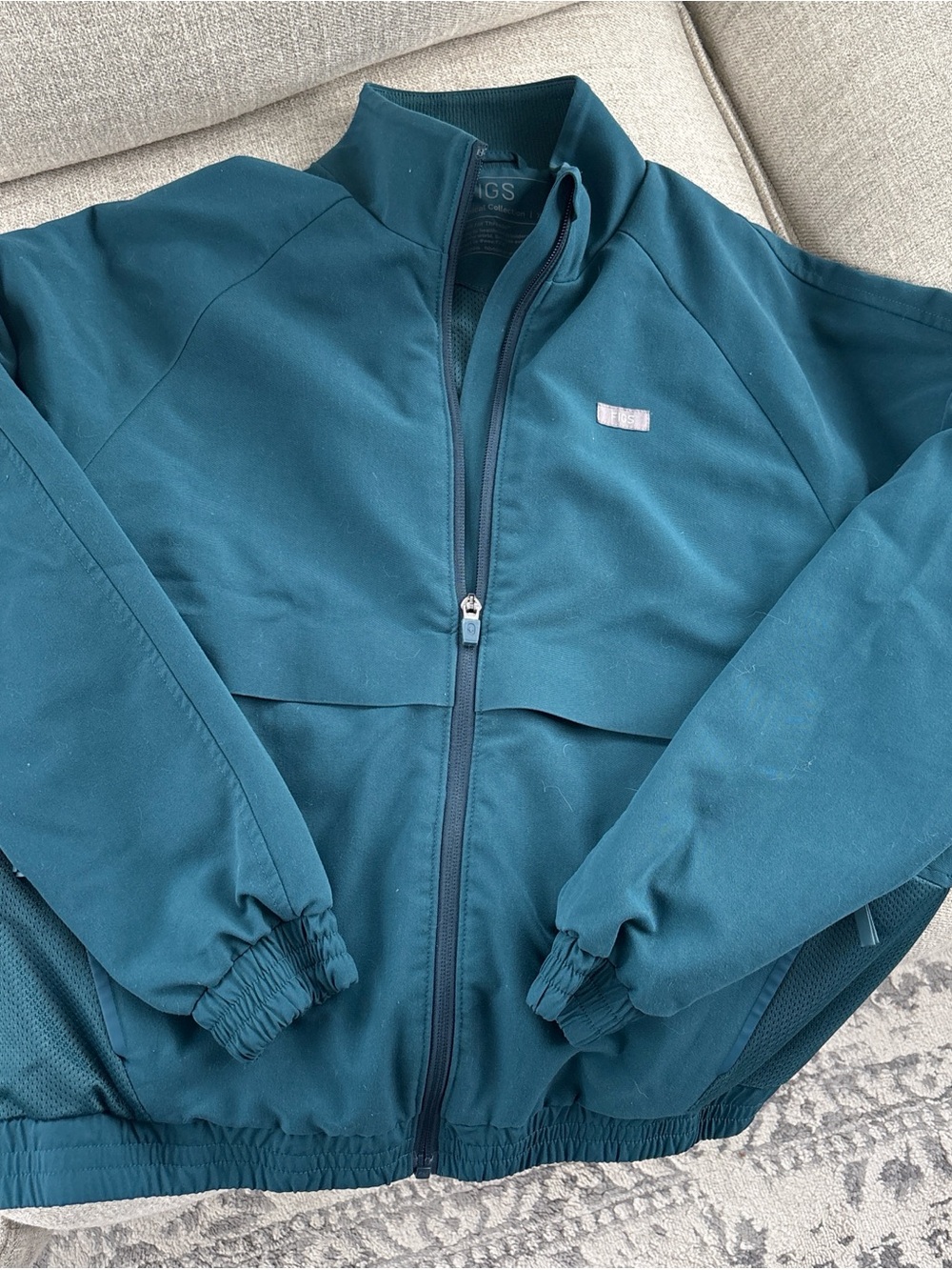 Figs Teal Full-Zip Bomber Jacket